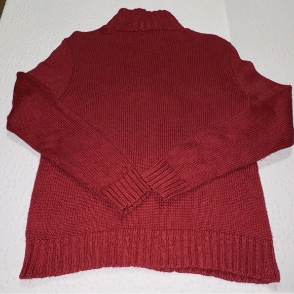 Y2K Polo Ralph Lauren Red Quarter Zip Sweater Men’s Small Leather Pull - Picture 13 of 13